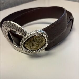 Chico’s brown leather adjustable bent metal buckle M/L